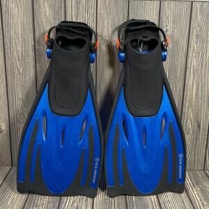 US Divers Fins Swim Dive Snorkel Blue Black Sz S/M 3D Water‎ Beach Vacation